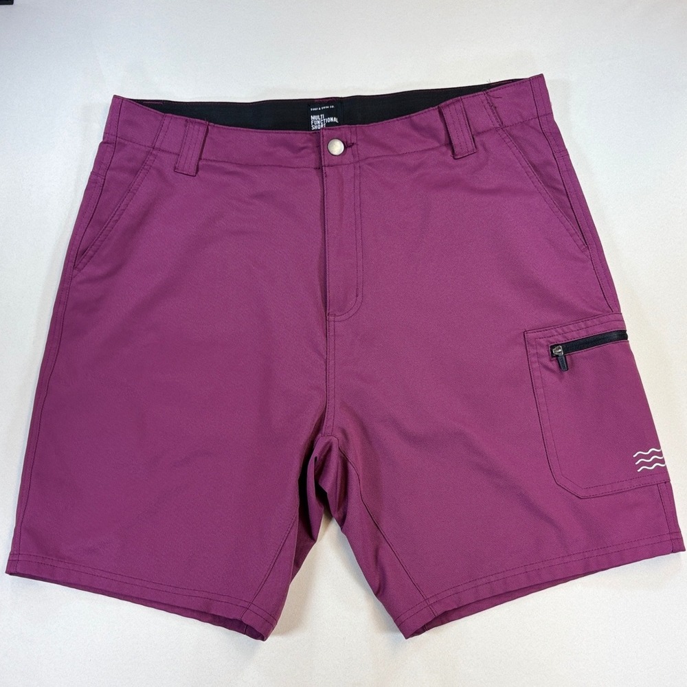 Surf & Swim Co Multi Functional Shorts Mens 38 Dark Magenta Hybrid Hiking Work
